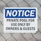 Signmission Private Pool For Use Only By Owners & Guests OSHA Notice Sign, Plastic, 14in W x 10in L, 2PK OS-2PACK-NS-P-1014-L-17825 - alternate 3